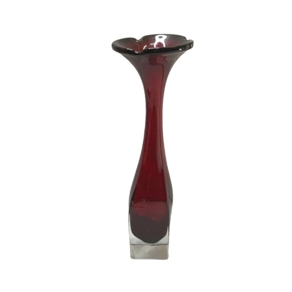 Aseda Glasbruk Ruby Red Art Glass Vase Bo Borgstrom MCM Swedish